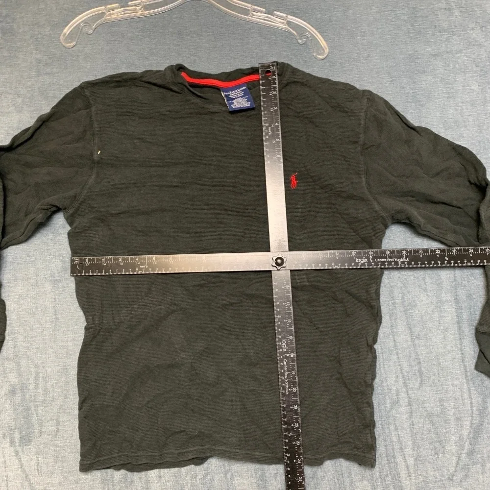 Polo Ralph Lauren Shirt Mens Large Black Thermal Waffle Knitted Sleepwear